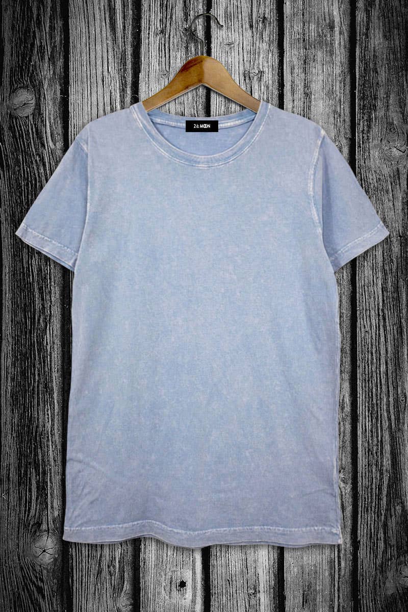 Mineral washed 100% Cotton Tee: LARGE-2 / PINK