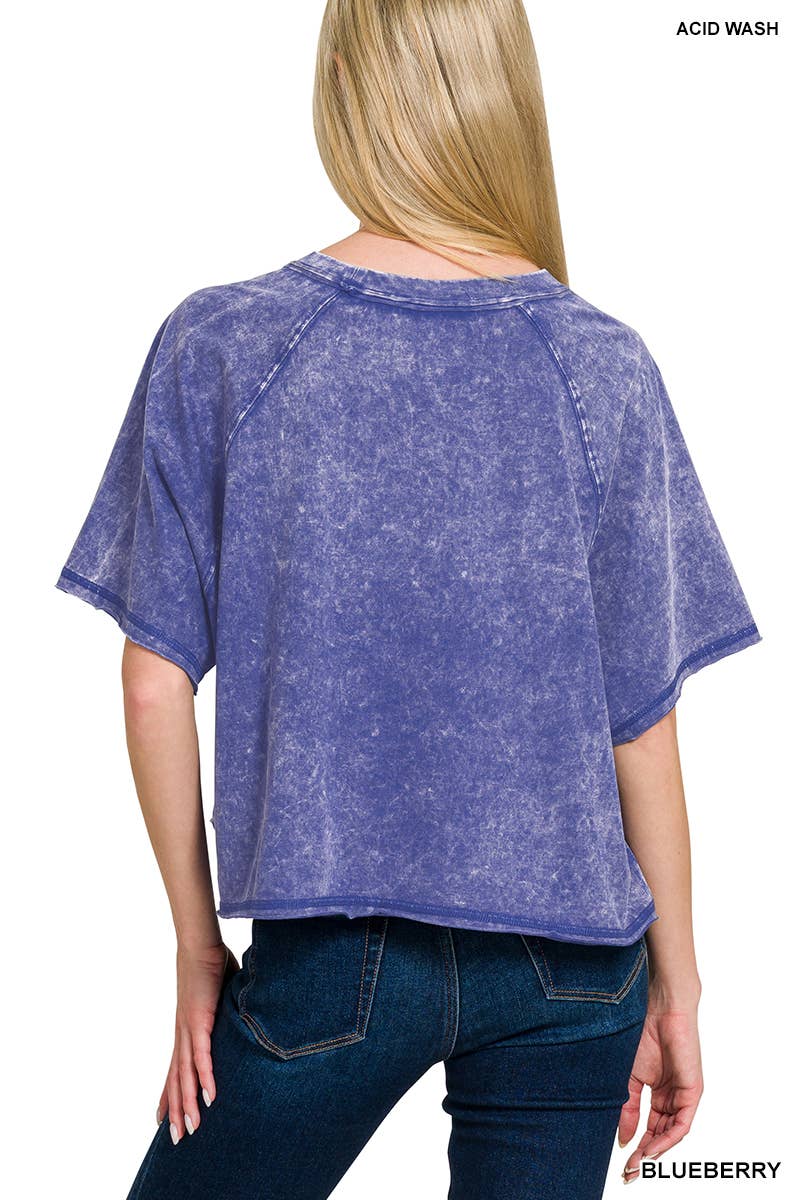 .0306 Acid Washed Raglan Sleeve Crop Tee SI-27746