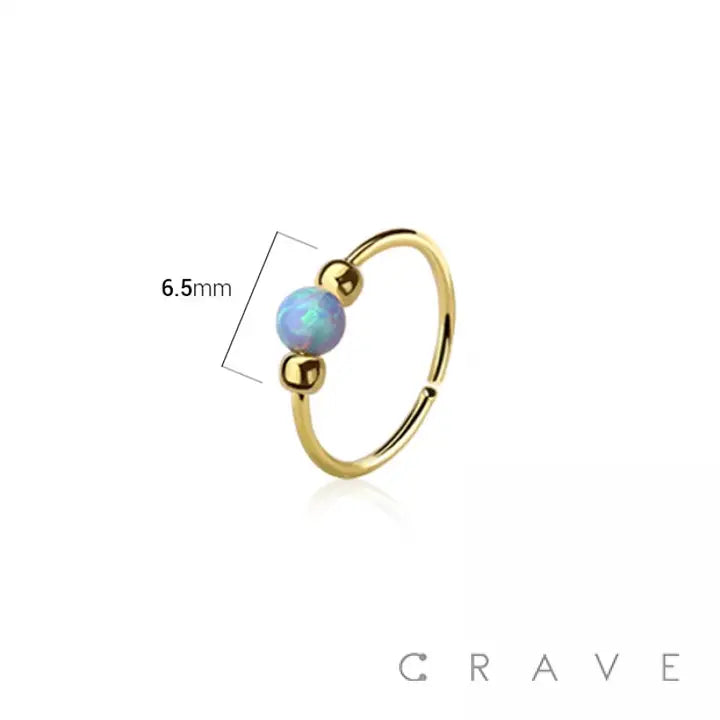 Gold Nose Hoop With Opal Stone-Variety Colors