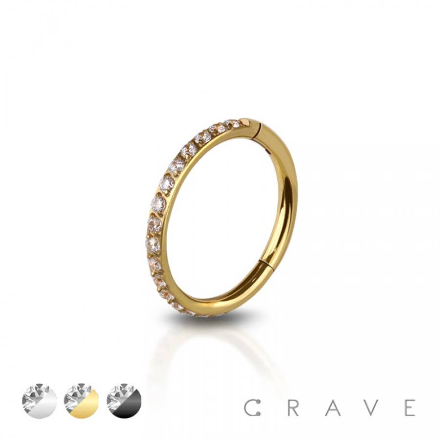 316L SS SIDE CZ HINGED SEGMENT RING FOR SEPTUM,HELIX, TRAGUS