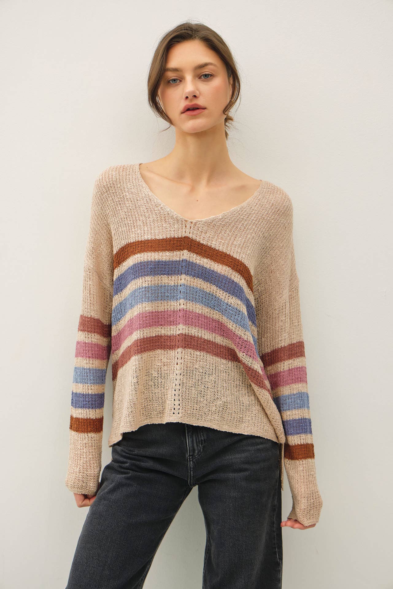 Summer-Rainbow oversized long sleeve Sweater Top