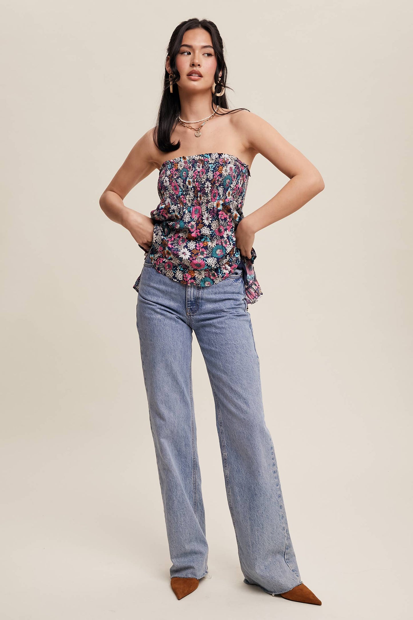 Floral Shirred Convertible Top or Skirt