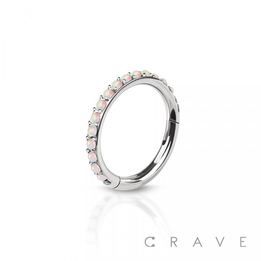 MULTI OPAL PAVED 316L SURGICAL STEEL HINGED SEGMENT CLICKER