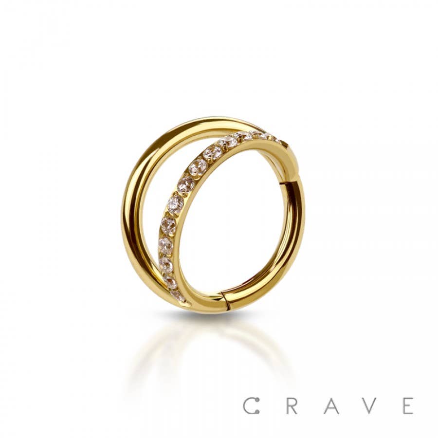 Bling but Not Too Much-Segment Nose Hoop Ring In Gold