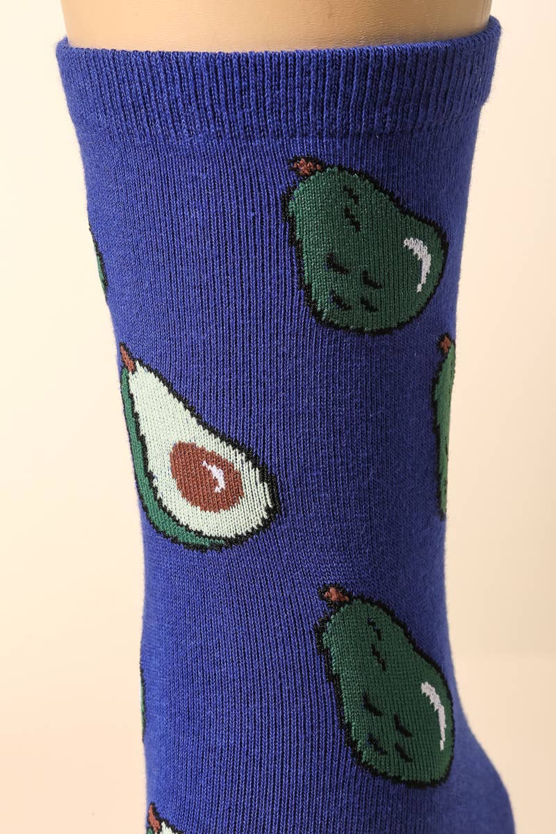 Blue Avocado Print Socks