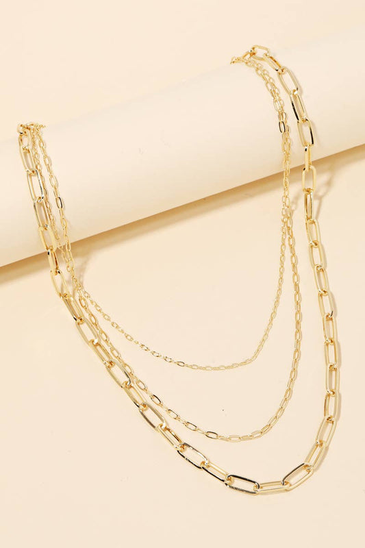 Triple Oval Chain Link Necklace: G