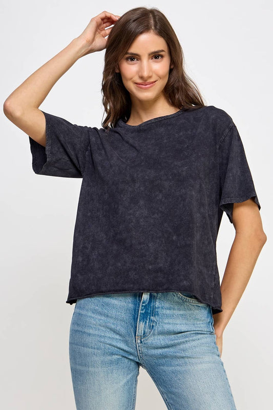 Blank Mineral Washed Long Cropped T-Shirt