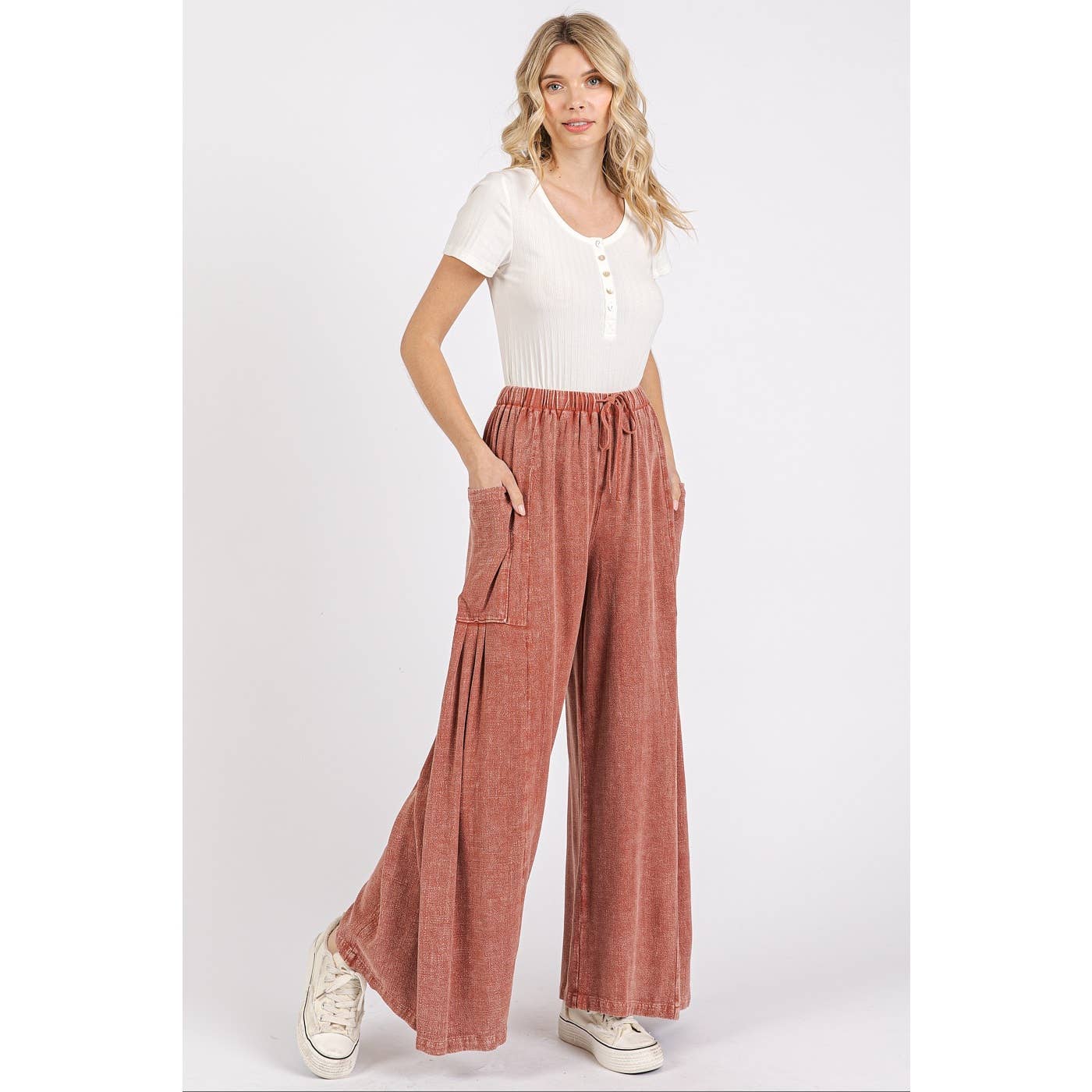 Carmella-Linen Mineral Washed Relaxed Pant