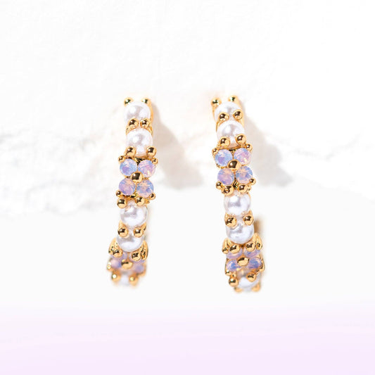 Orchid Pearl Hoop Earrings