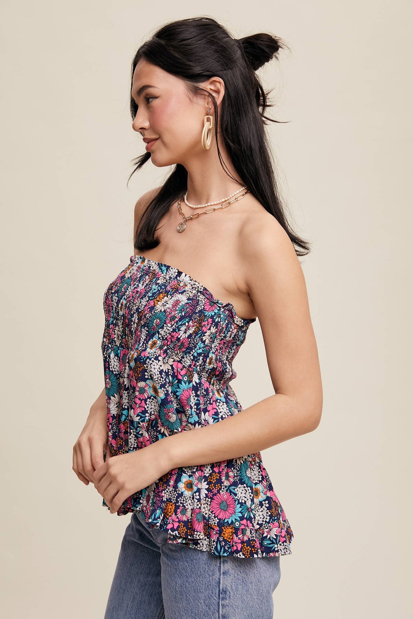 Floral Shirred Convertible Top or Skirt
