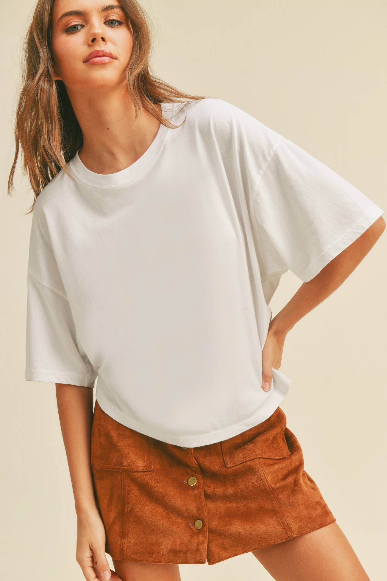 Blank Long Cropped T-Shirt