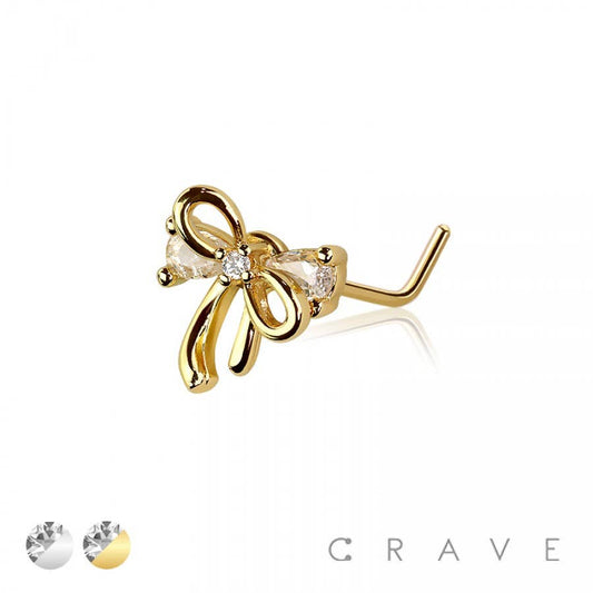 Ribbon Gemstone L Shaped Nose Ring