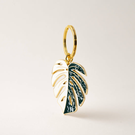 Monstera Albo Keychain & Bag Charm, Plant Keychain Gifts