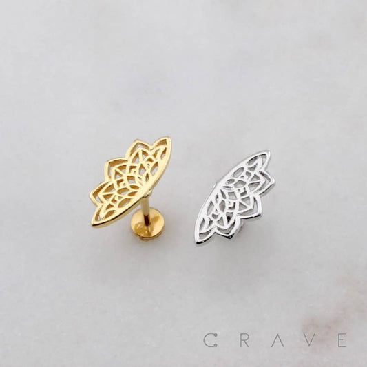 Lotus Flower Mandala Threadless Push In Body Jewelry Ring