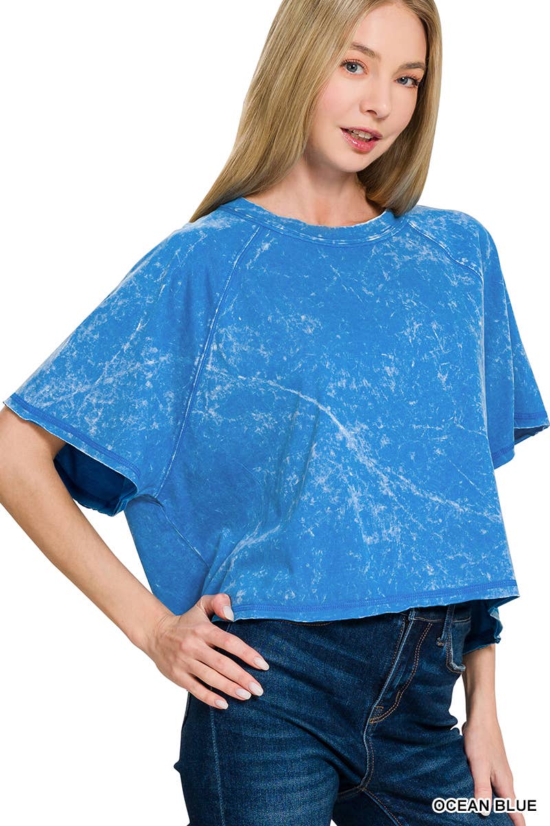 .0306 Acid Washed Raglan Sleeve Crop Tee SI-27746