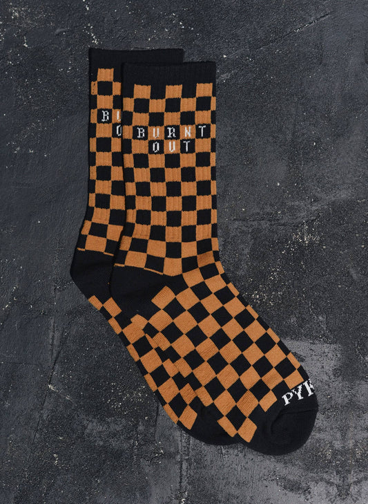 Burnt Out Vintage Crew Checkerboard Socks