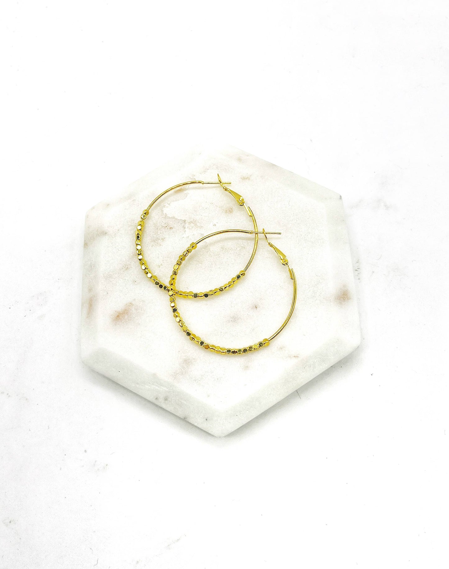 Gold Beaded Hoop Earrings