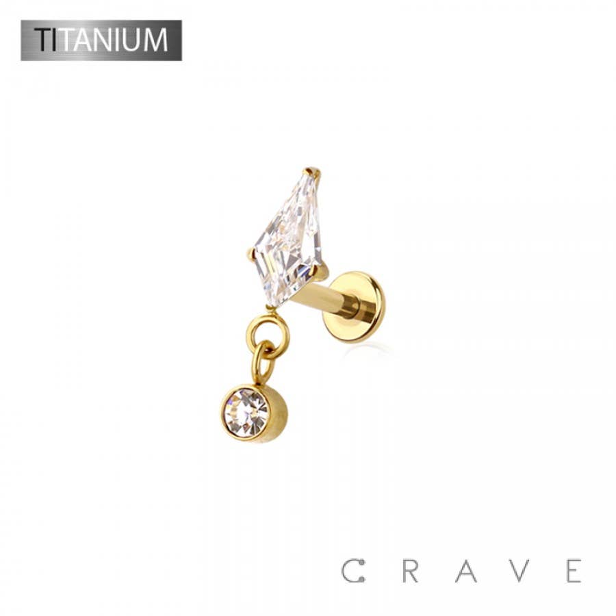 Gold Dangle Marquise Push In Ring-Body Jewelry