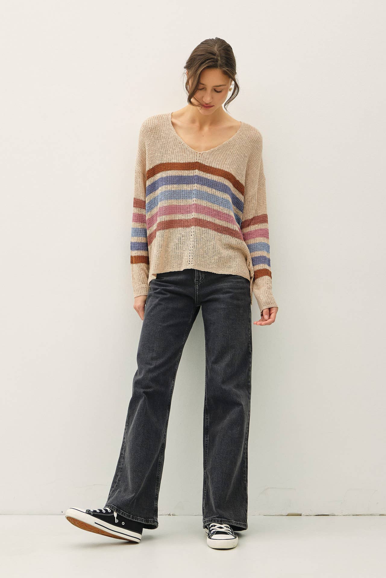Summer-Rainbow oversized long sleeve Sweater Top