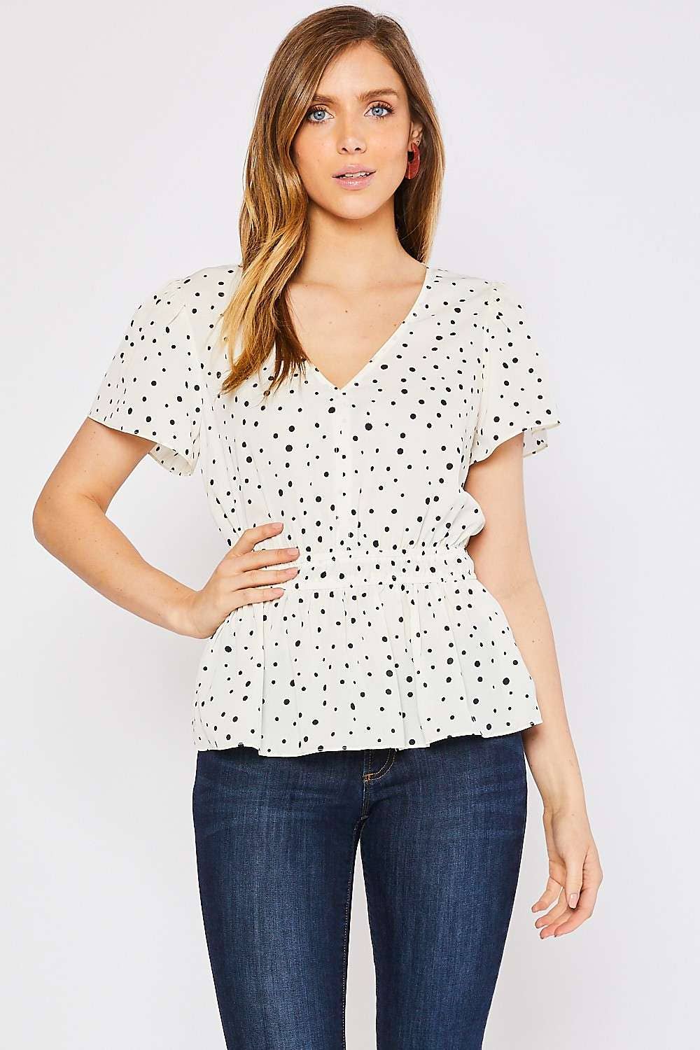 Dottie-The Polka Dot Peplum Top