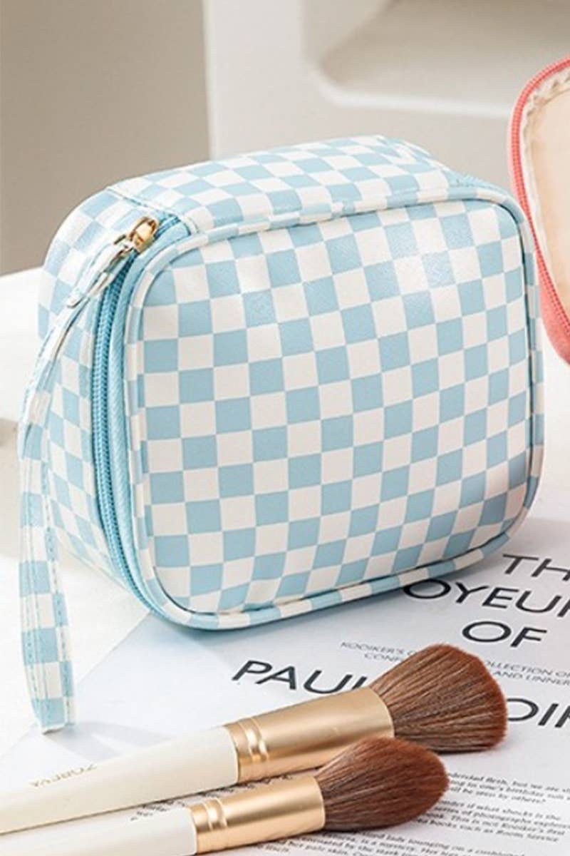 Danni-Checkered Cosmetic Makeup Travel Case