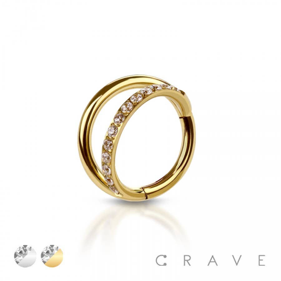 Bling but Not Too Much-Segment Nose Hoop Ring In Gold