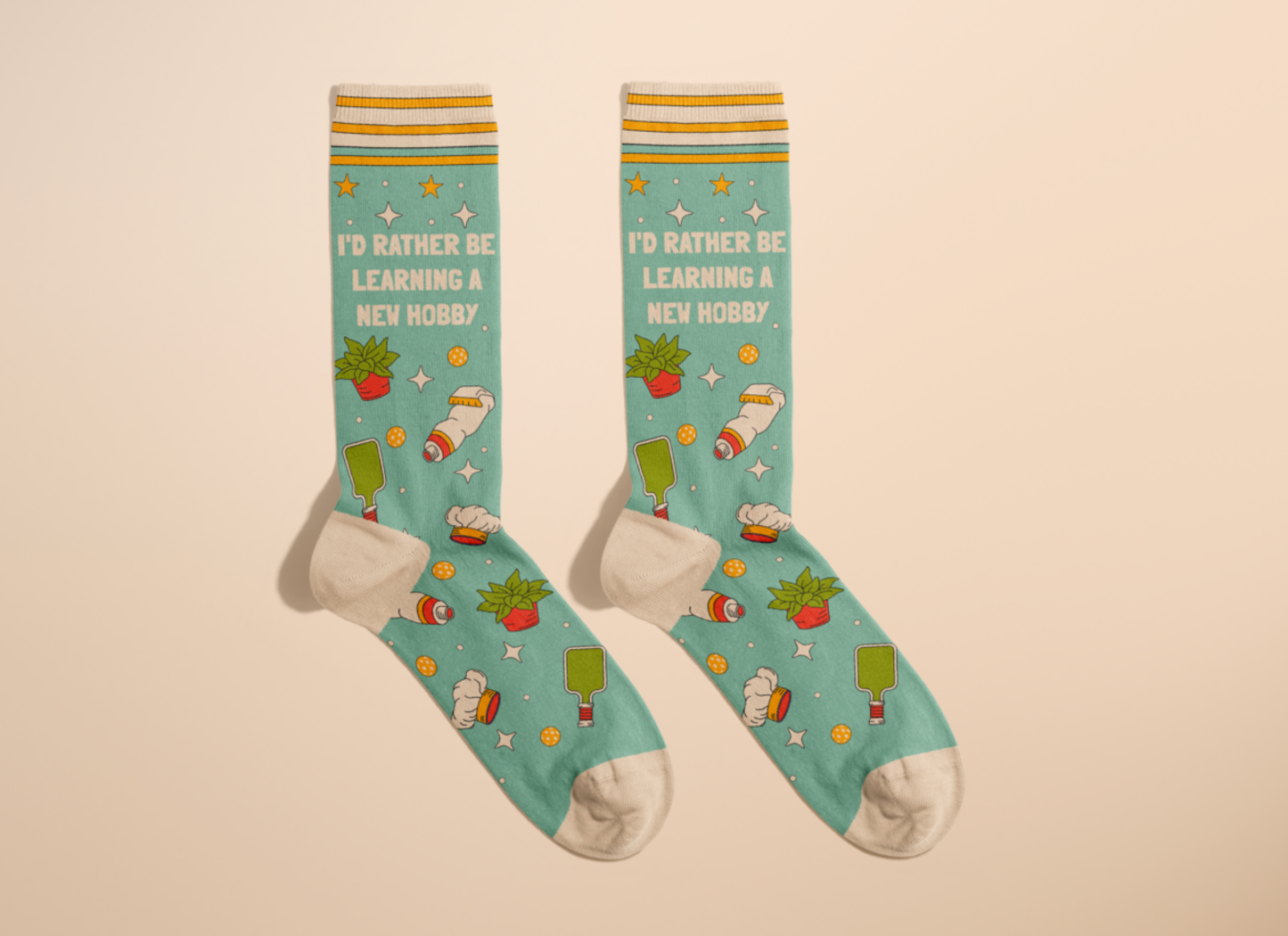 I'd Rather Be Learning A New Hobby Socks (art, gifts, craft)