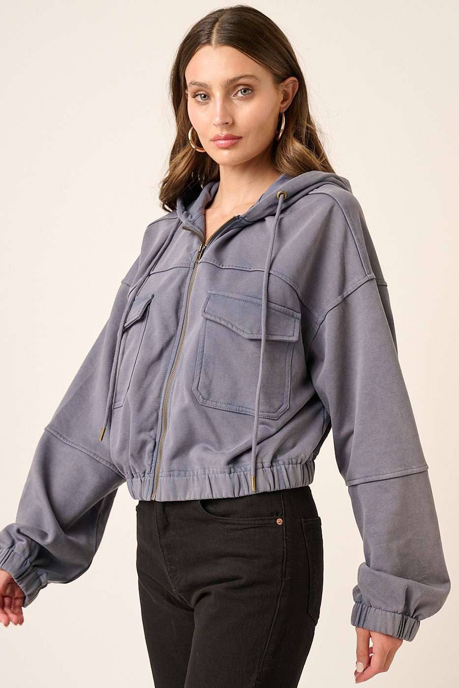 Leah-Washed French Terry Knit Jacket