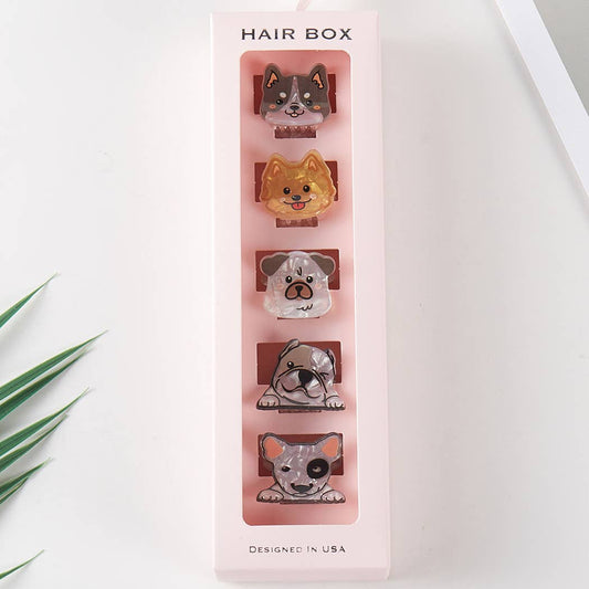 Cute Dogs Assorted Mini Claw Hair Clip Set