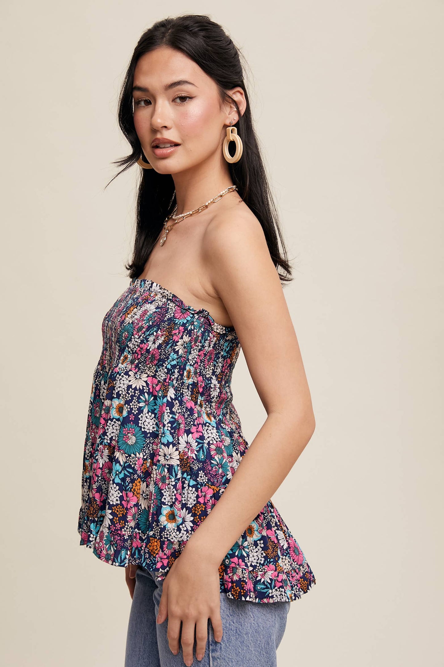 Floral Shirred Convertible Top or Skirt