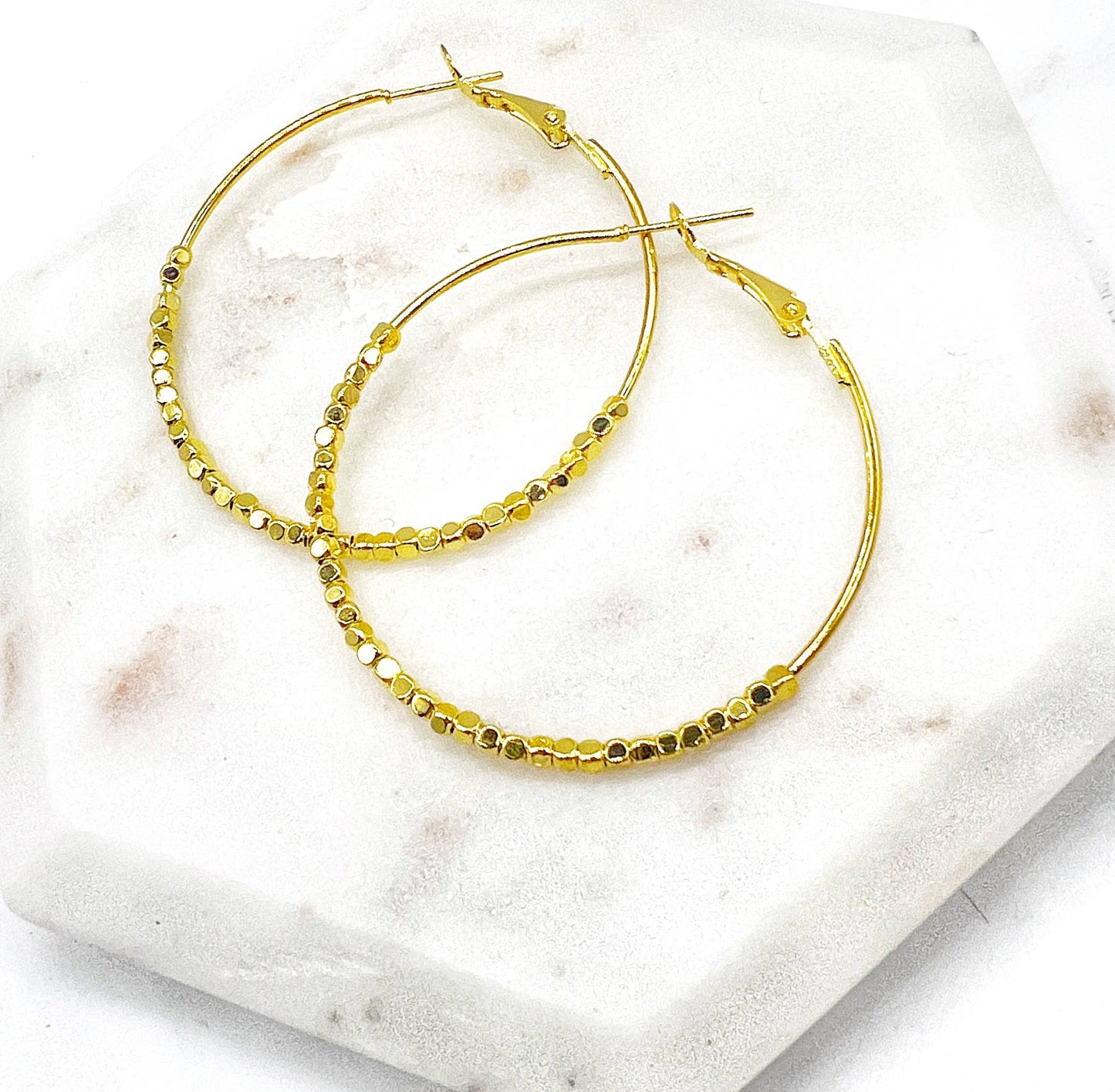 Gold Beaded Hoop Earrings