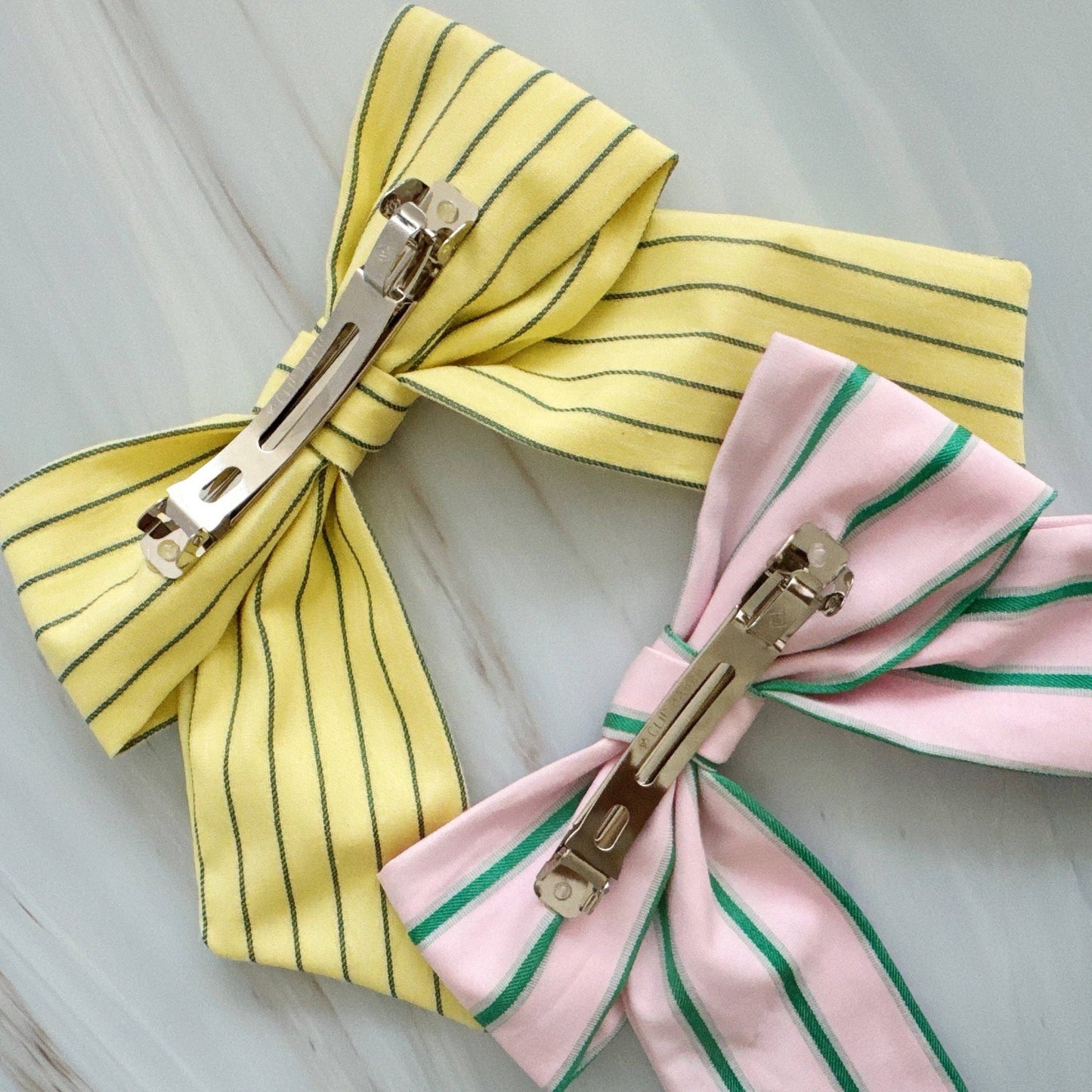 Striped Ribbon Bow Hair Clip – Classic Preppy Style