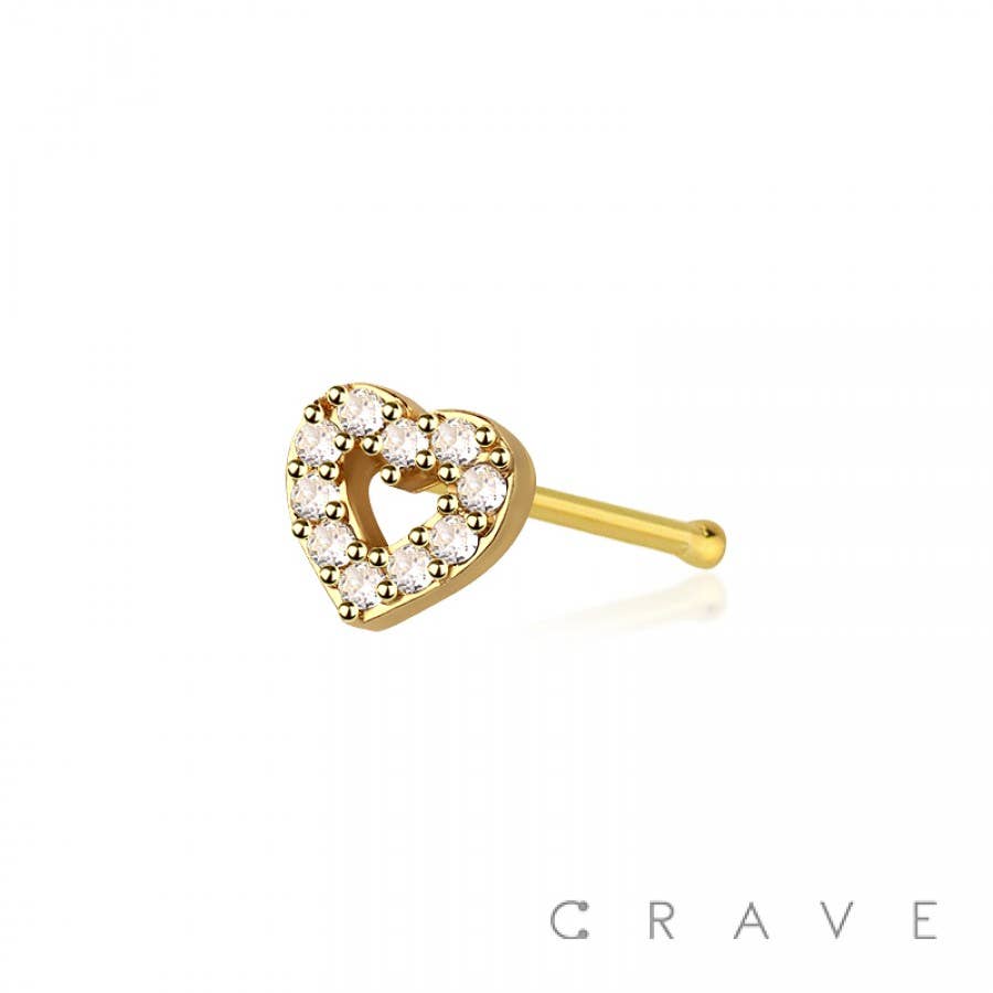 Snazzy Heart Gemstone Nose Bone Ring