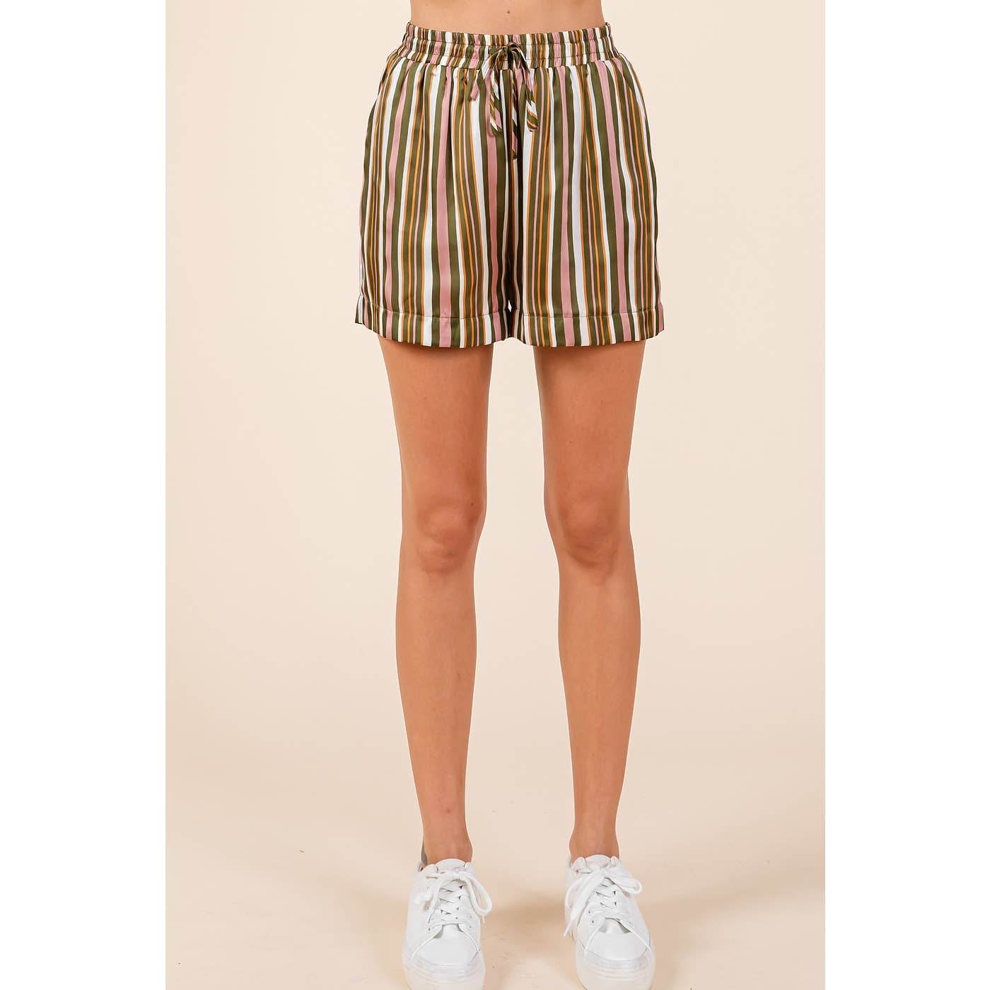 Elinda-Striped Satin Shorts