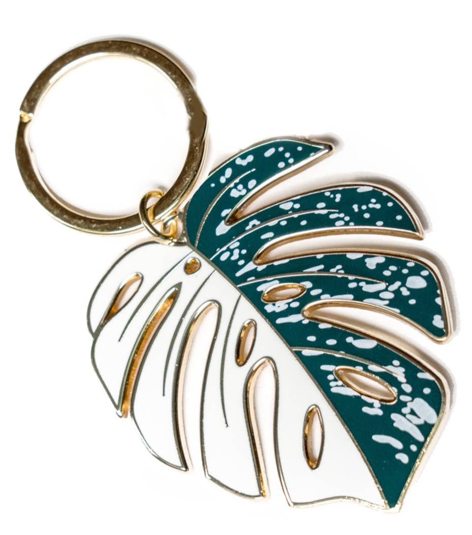 Monstera Albo Keychain & Bag Charm, Plant Keychain Gifts