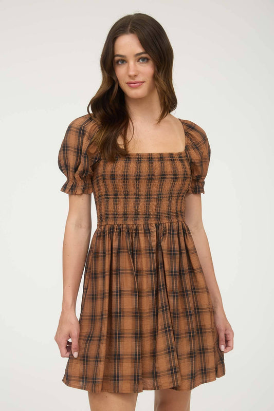 Annie-Plaid MIDI Dresss