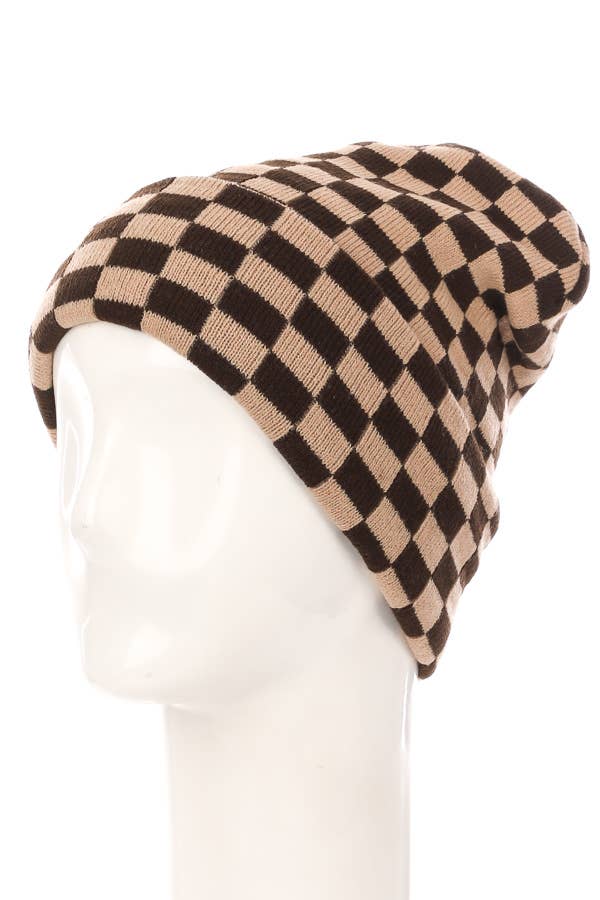 Soft Checkered Beanie