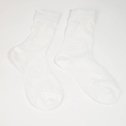 White Heart Sheer Socks