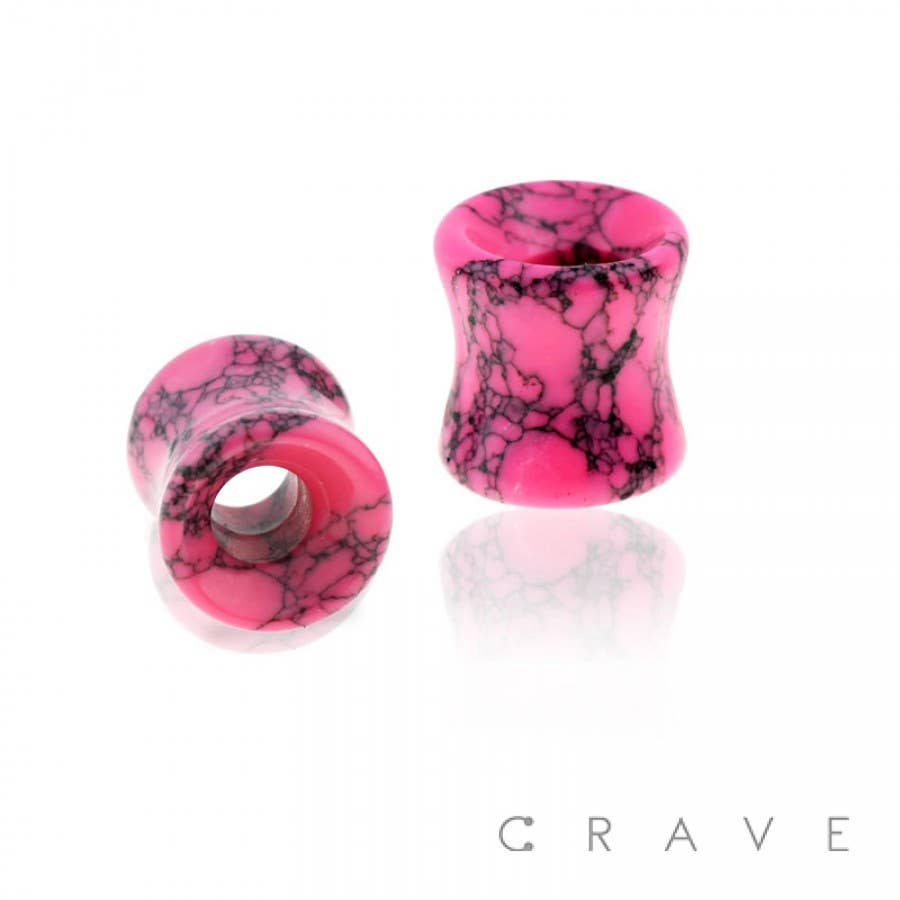 Fatal Fushia Hollow Semi Precious Howlight Stone Saddle Plugs