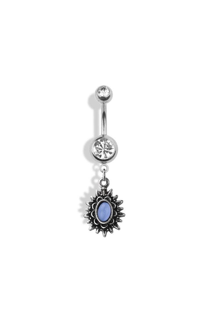 SUNBURST MOON STONE DANGLE SURGICAL STEEL NAVEL RING