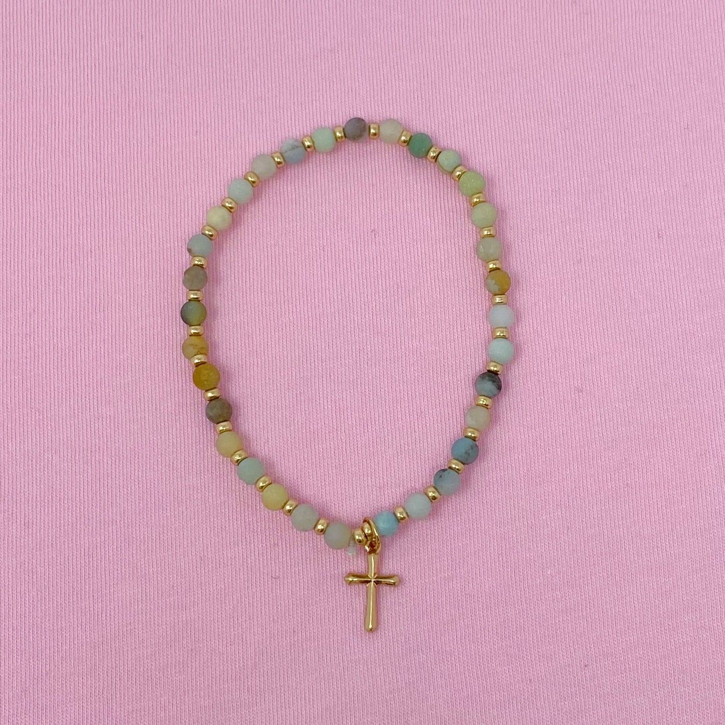 Ellison+Young - Stone Bead Cross Anklet