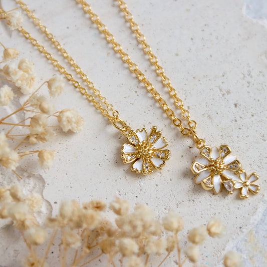 Mommy and Me Necklace Set - CZ Flowers