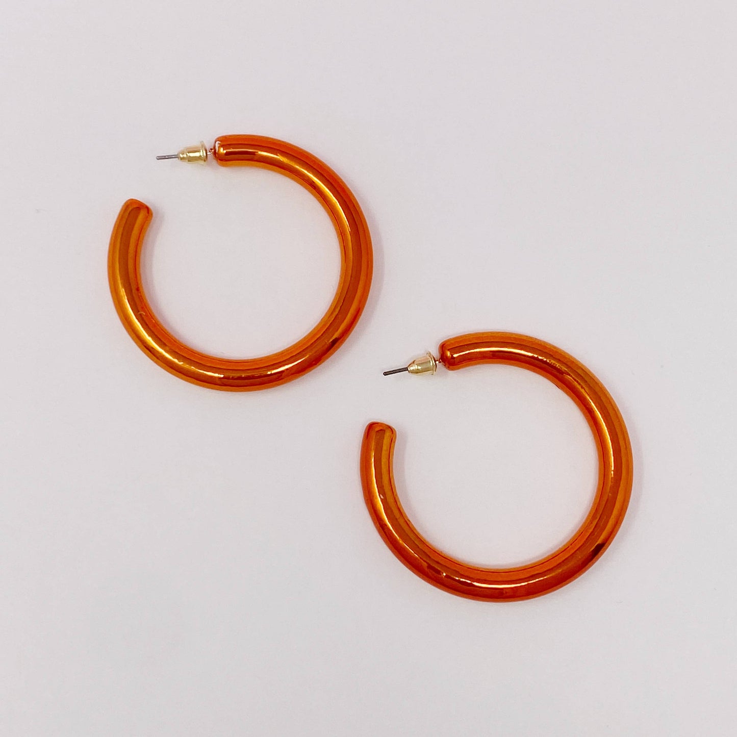 Orange Tube Hoop Earrings