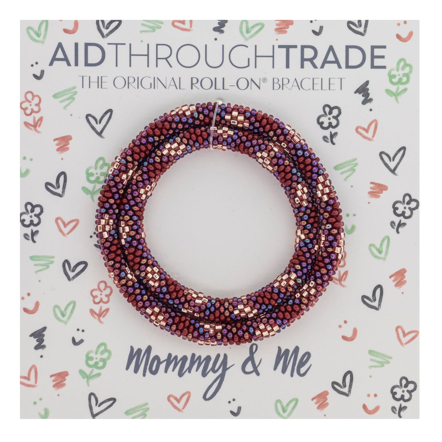 Mommy & Me Roll-On Bracelets Bordeaux - Set of 2