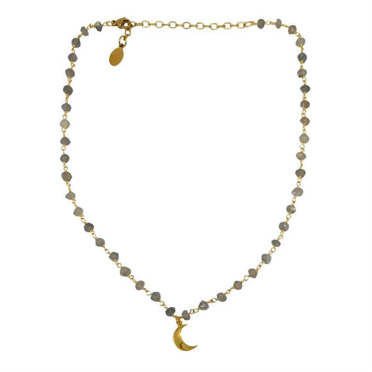 Moonstone Moon Charm Necklace