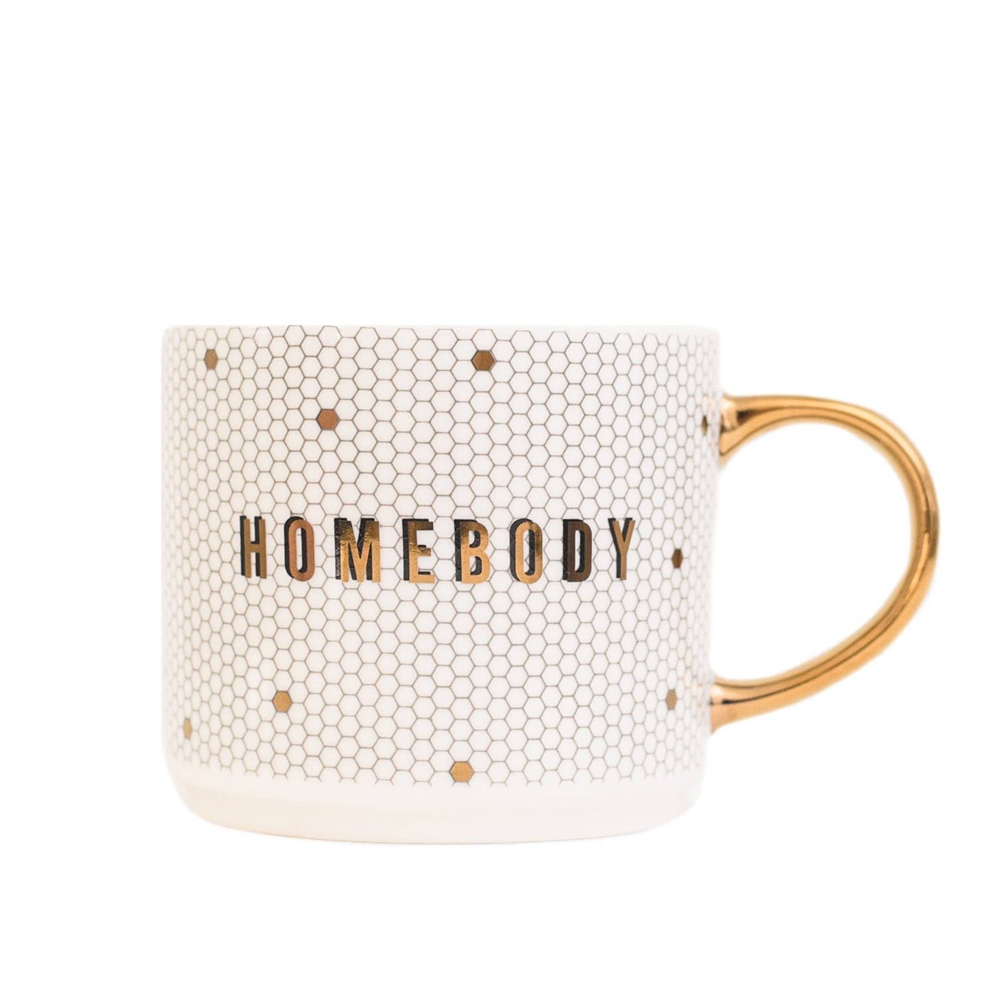 Homebody - Gold, White Honeycomb Coffee Mug - 17 oz