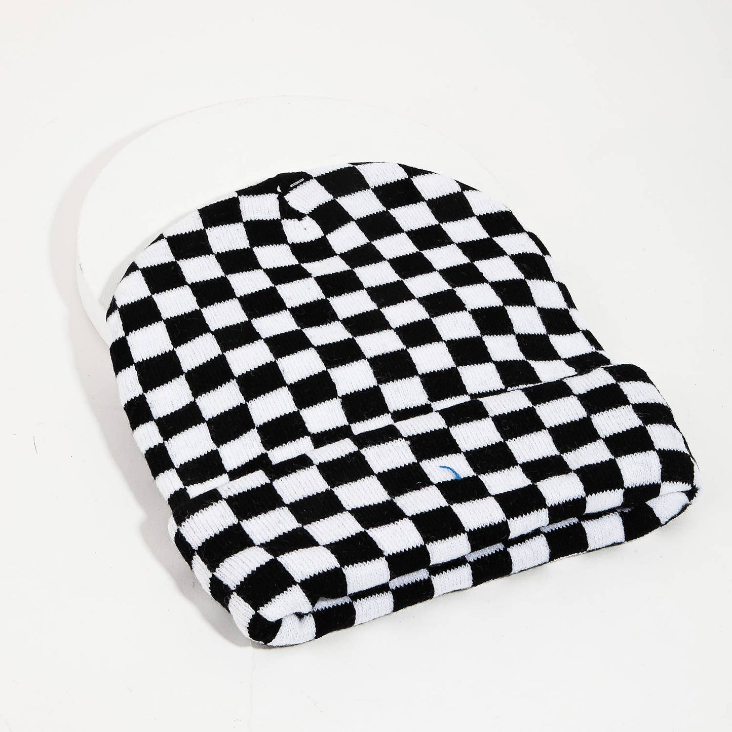 black and white Checkered Beanie -My Body-