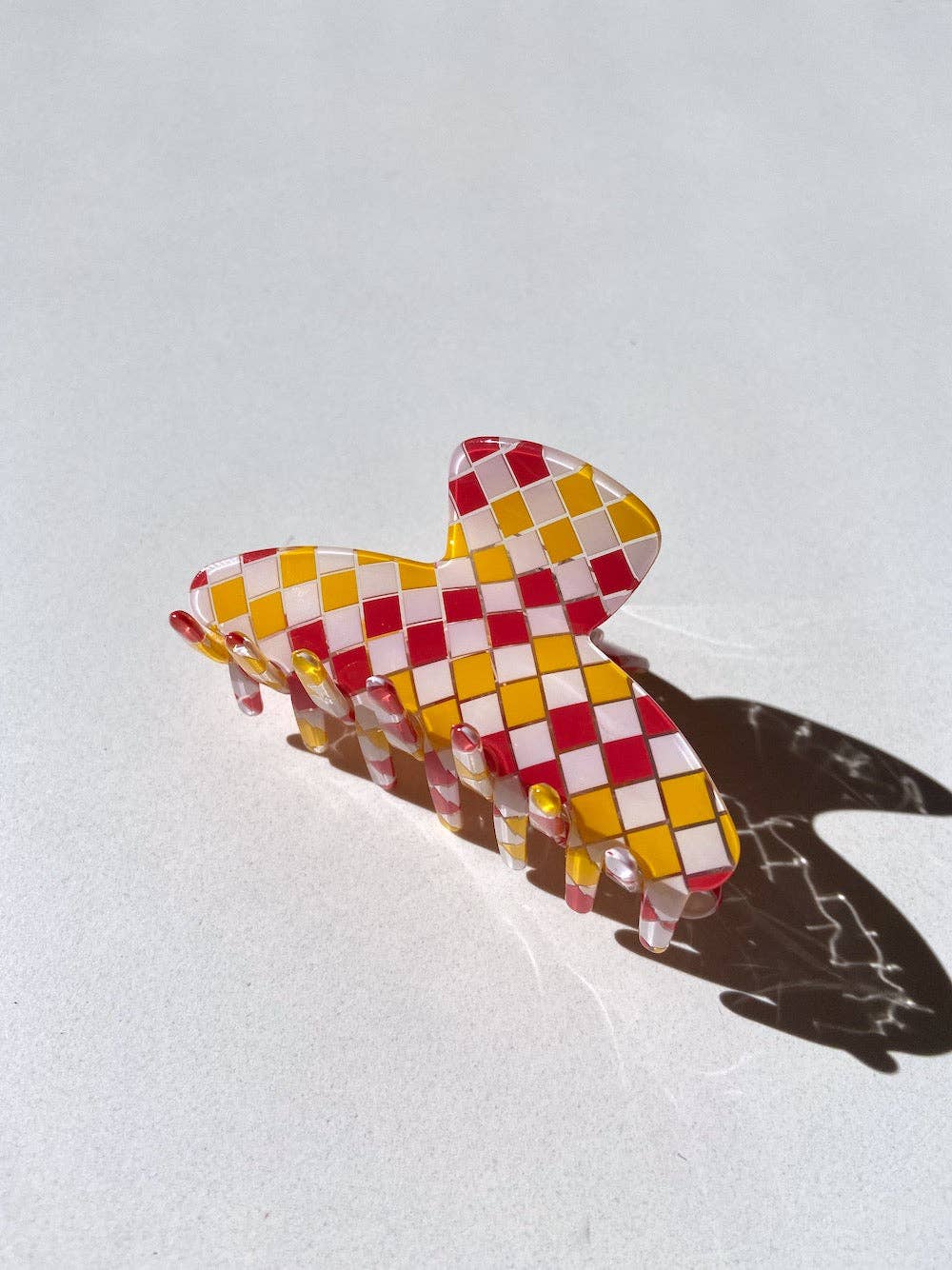 Orange and Red Checkered Claw Clip | Eco-Friendly