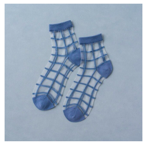 Naomi Mesh Grid Fashion Socks in Buffalo Blue