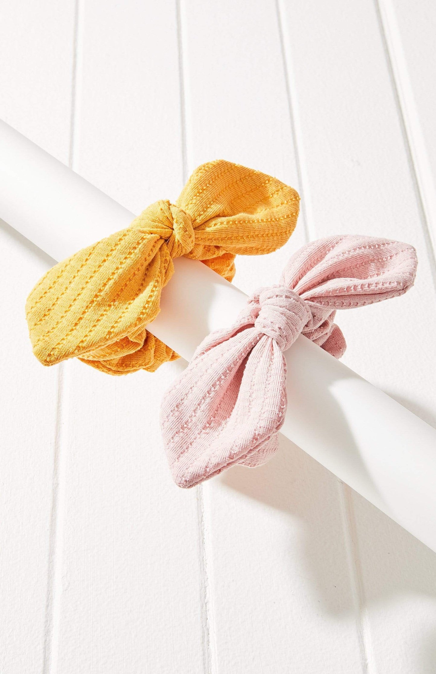 Summer Lemonade Ribbed Knit Bow Scrunchie | Set of 2